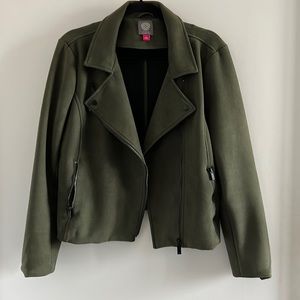 Vince Camuto faux suede forrest green jacket, size L. Super comfy, washes well.